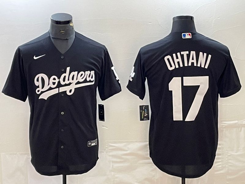 Men Los Angeles Dodgers #17 Ohtani Black Nike Game MLB Jersey style 4